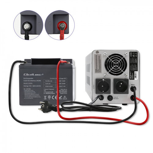 Qoltec pure sine wave UPS | 800VA/560W | constant phase | grey