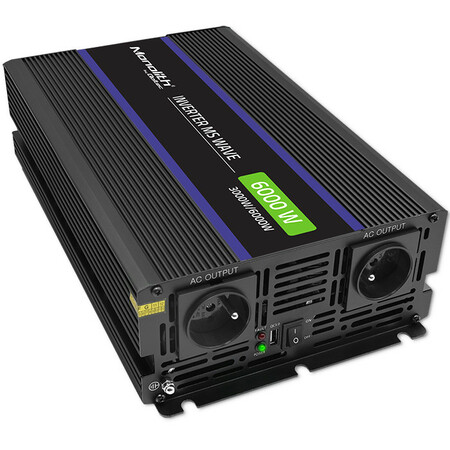 Qoltec Monolith voltage converter 6000 MS wave | 12V to 230V | 3000/6000W | USB