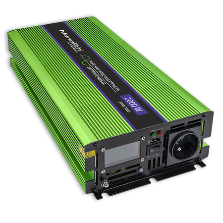 Qoltec pure sine wave inverter Monolith | battery charger | UPS | 1000W | 2000W | 12V to 230V | LCD