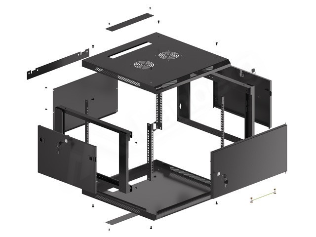 Lanberg 19&quot; wall-mount rack cabinet, 6U/600*600 with metal door (flat pack), black