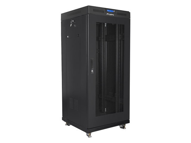 Lanberg 19&quot; v2 free-standing rack cabinet, 27U/600*600 with mesh door (flat pack), LCD, black