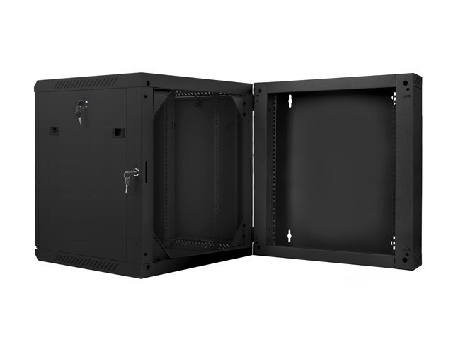 Lanberg 19&quot; wall-mount double-section rack cabinet, 12U/600*600 with glass door (flat pack), black