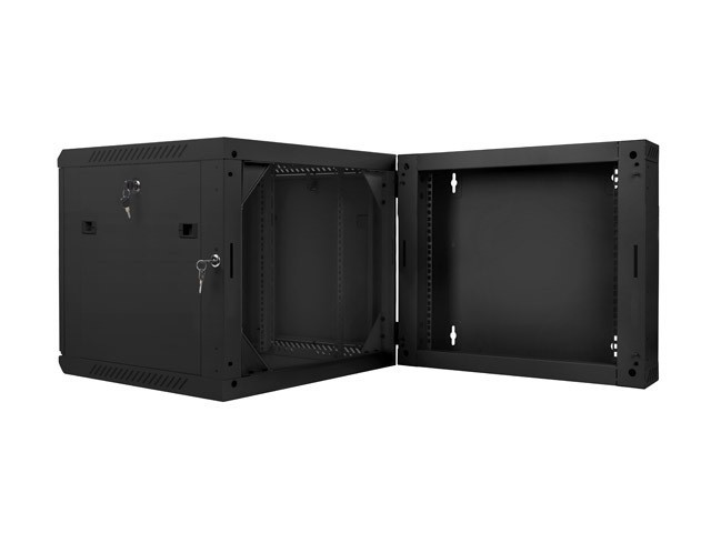 Lanberg 19&quot; wall-mount double-section rack cabinet, 9U/600*600 with glass door (flat pack), black