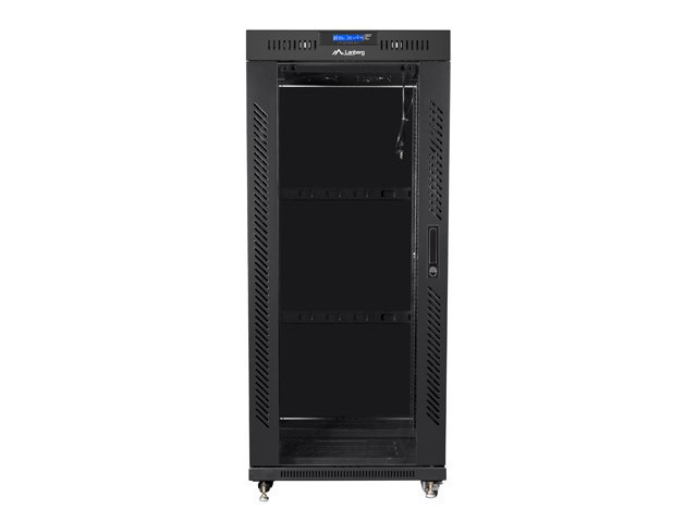Lanberg 19&quot; rack cabinet V2, free-standing 27U/800*1000 (flat pack) with glass door, LCD, black