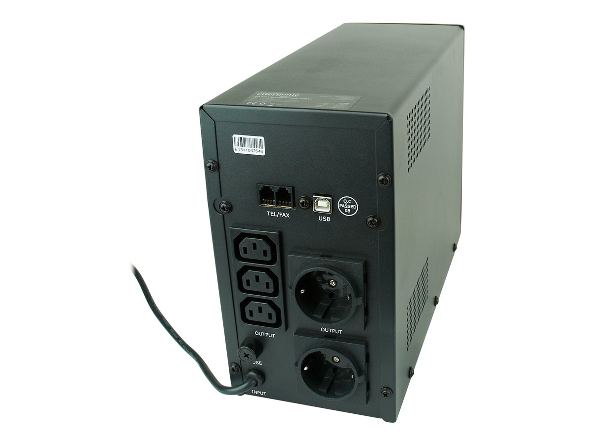 Energenie by Gembird line-interactive UPS 1200VA/720W, AVR, 2*Schuko 3*IEC 230V out USB-BF, RJ11, LCD display