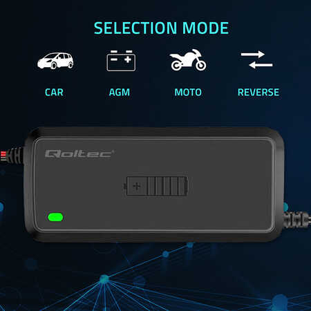 Qoltec intelligent microprocessor charger 12V | 5A | AGM gel SLA battery charger | 6-step charging
