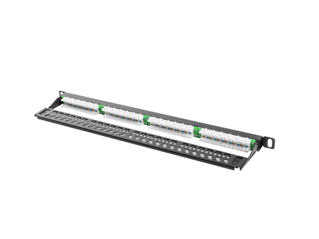 Lanberg 19&quot; 0.5U 24 port patch panel, Cat.6 UTP with cable organizer, black