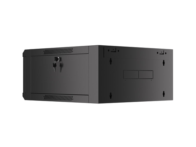 Lanberg 19" wall-mount rack cabinet 4U 570*600 with glass door, black, flatpack
