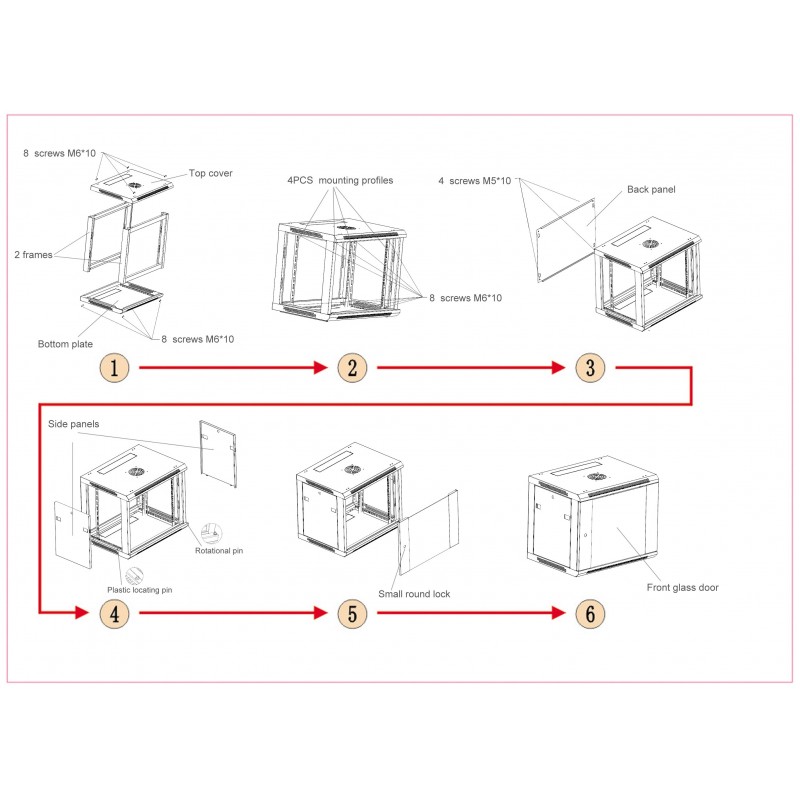 Netrack 19" wall-mount F-Line rack cabinet, 15U 600*450, glass door, gray, flat-pack