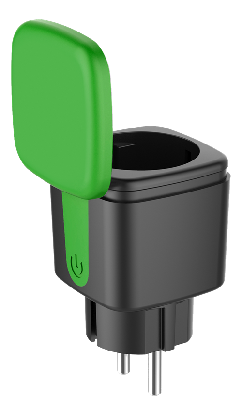 Nutikodu välipistik, Wi-Fi, IP44, 1*CEE7/3, 13A, must-roheline 