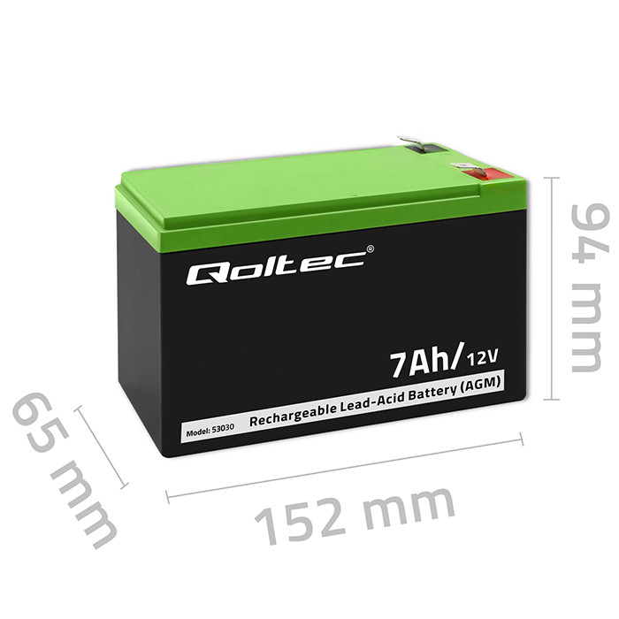 Qoltec AGM battery 12V 7 Ah maintenance-free, efficient, LongLife, for UPS &amp; security