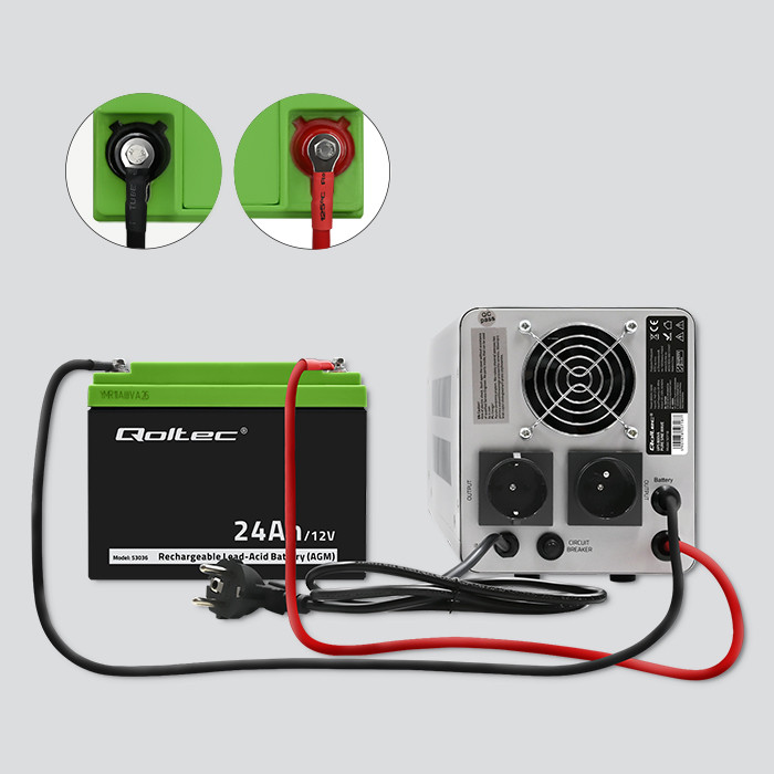 Qoltec AGM battery 12V, 24Ah, max 360A, long-life, for UPS