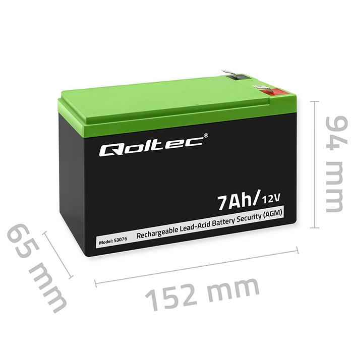 Qoltec AGM battery 12V 7Ah maintenance-free, efficient, LongLife, for UPS, security