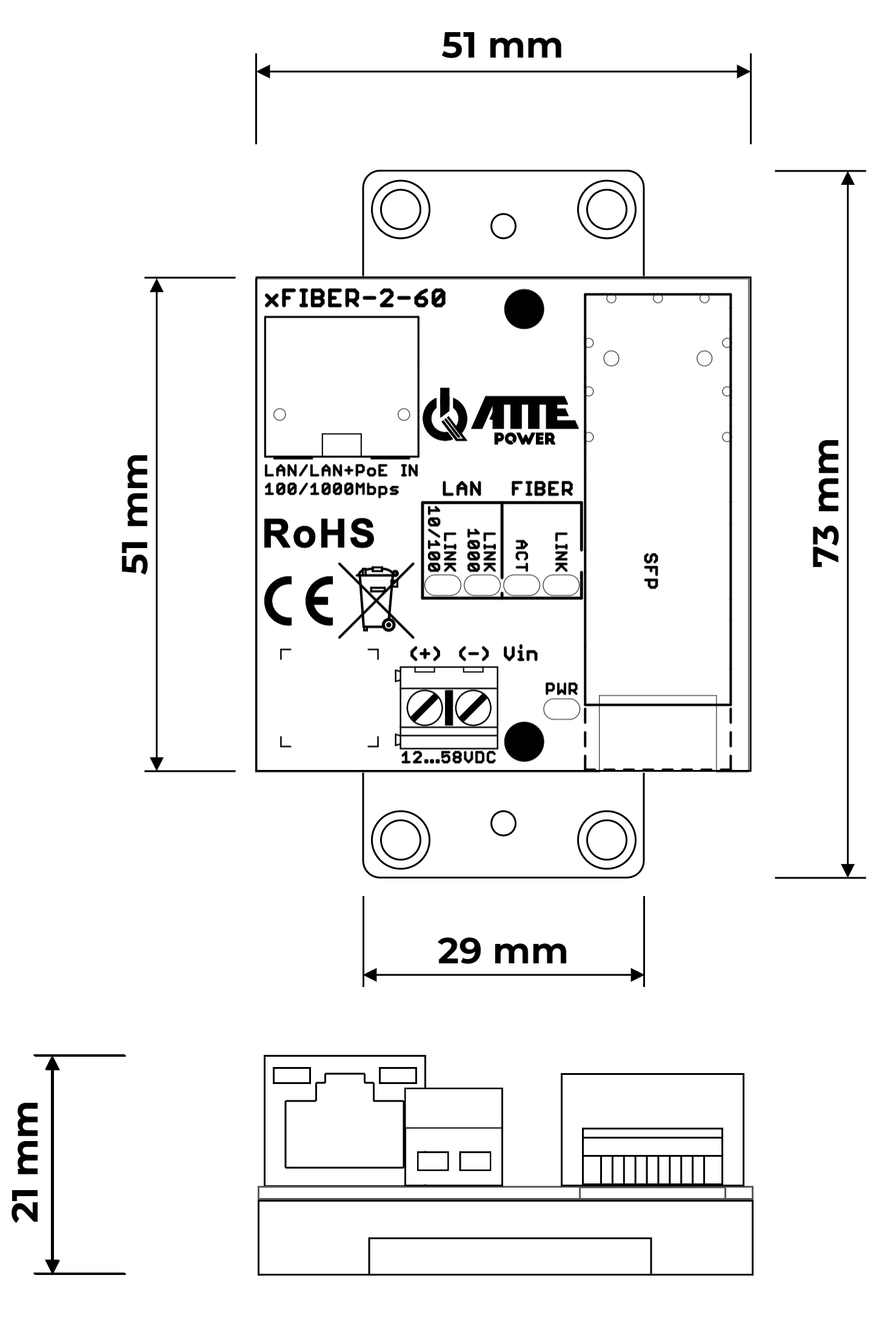 Gigabit Ethernet - SFP media converter PoE in