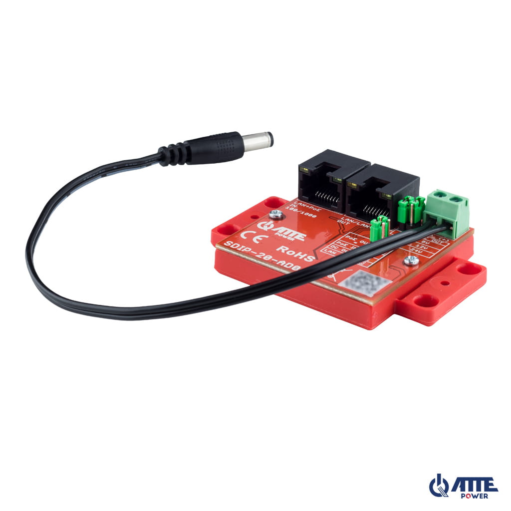 Gigabit PoE adapter reducing voltage to 5V/12V/24V, Pout 20W 802.3af/at &amp; passive