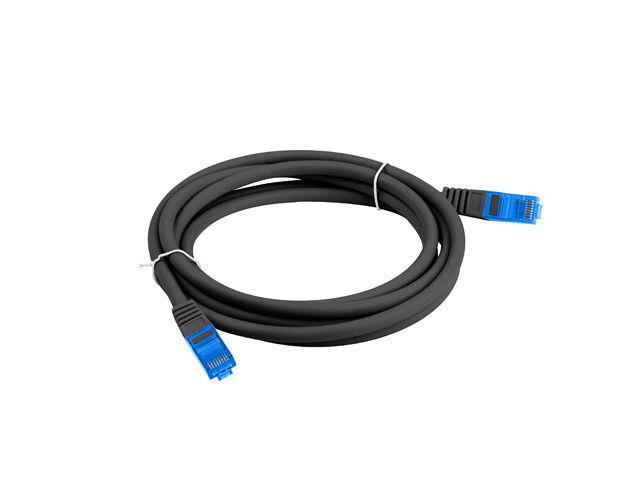 Cat6A Ethernet patch cable S/FTP LSZH CCA 3m, black, fluke passed