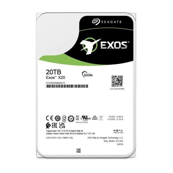 Seagate Exos X20 20TB 3.5" SATA HDD, 256MB cache, 7200rpm