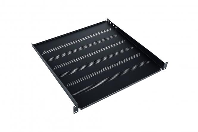 Digitus shelf fixed 19", 1U, 450 mm, 25kg load capacity, 4-point mounting, black, screws, bracket included