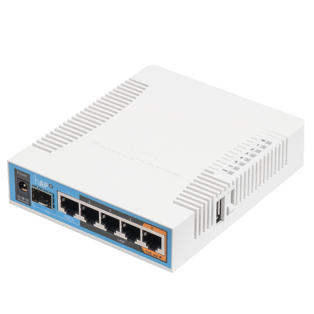 MikroTik dual concurrent triple chain 2.4/5GHz AP, 802.11ac/a/n/b/g, 5*Gigabit Ethernet ports, PoE-out on port 5, SFP, USB for 3G/4G support or storage