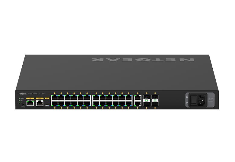 Netgear M4250-26G4F-PoE+ AV over IP managed switch, 24*1G PoE+ (300W budget), 2*1G, 4*SFP