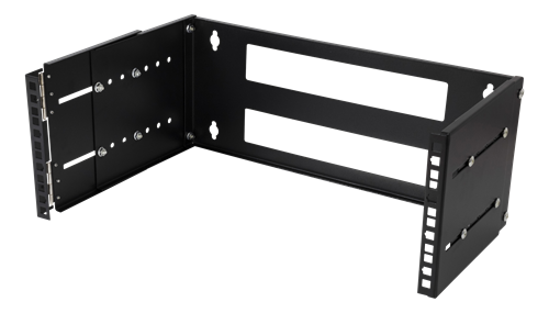 Deltaco 19" wall mount with adjustable depth, 4U, 25kg load, steel, mounting kit, black