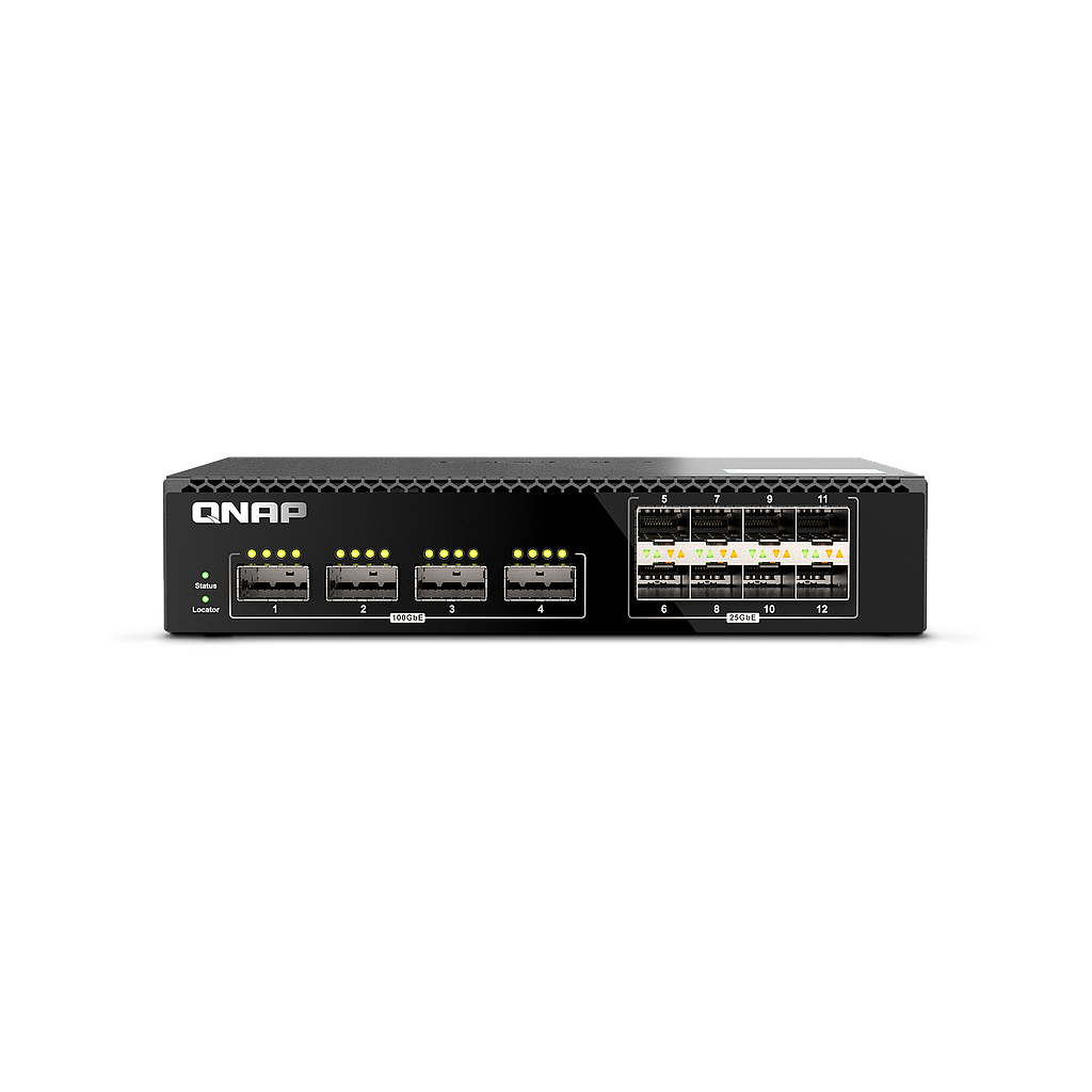 QNAP managed switch 4*100GbE ports + 8*25GbE ports, half width