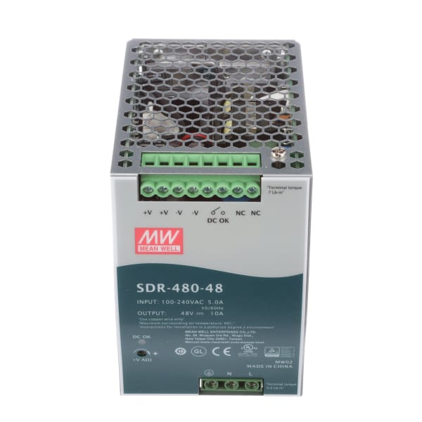 MeanWell SDR AC to DC DIN-rail power supply 48V/10A/480W