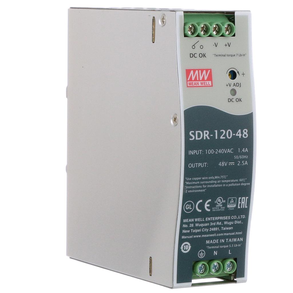 MeanWell SDR AC to DC DIN-rail power supply 48V/2.5A/120W