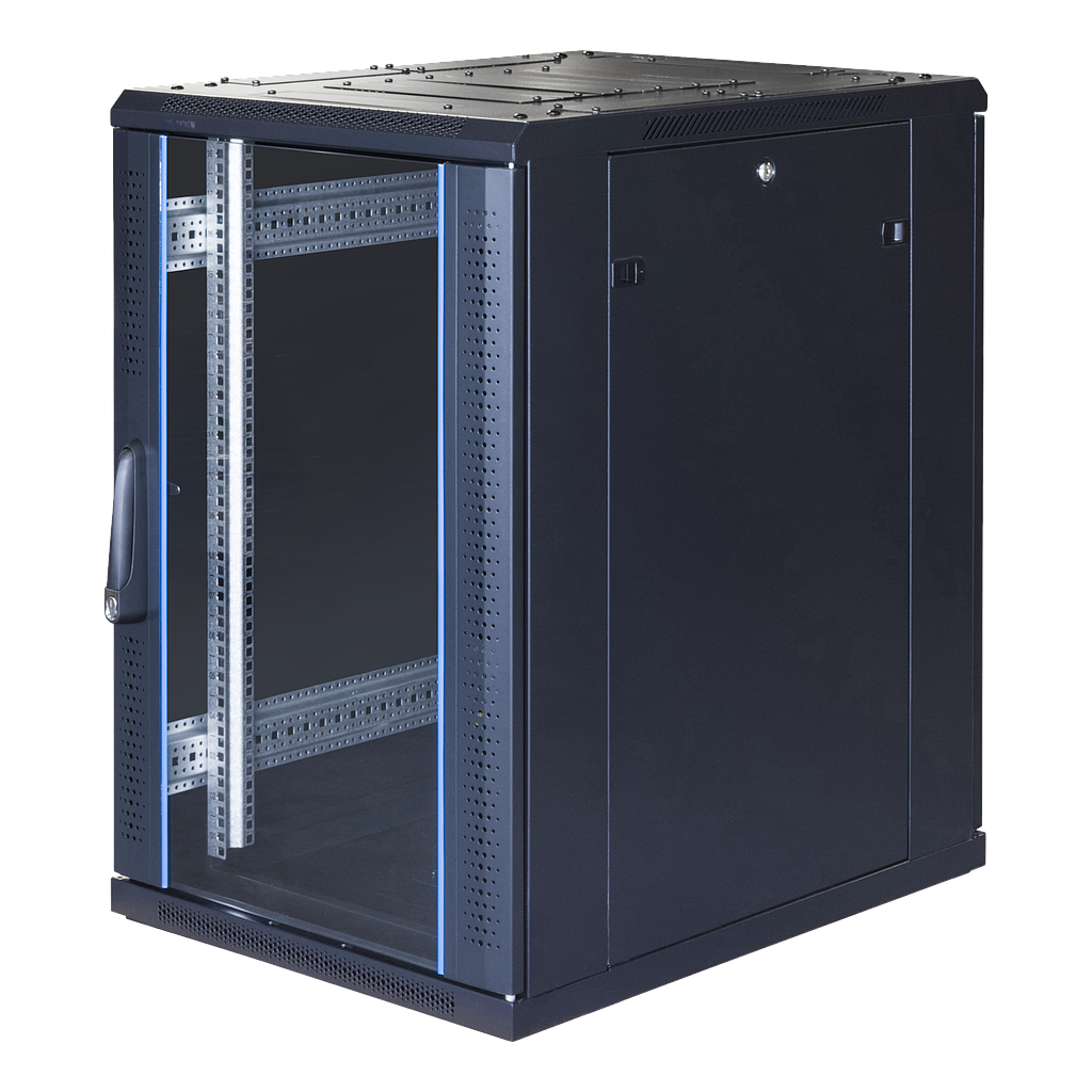 Toten 19" cabinet 18U, 600*800, glass front door, metal rear door, 800kg load, black