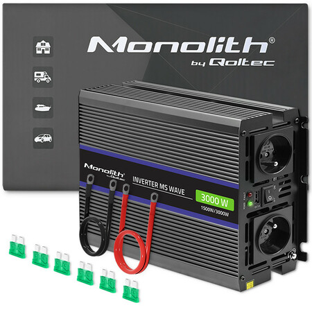 Qoltec Monolith voltage converter 3000 MS wave | 12V to 230V | 1500/3000 | USB