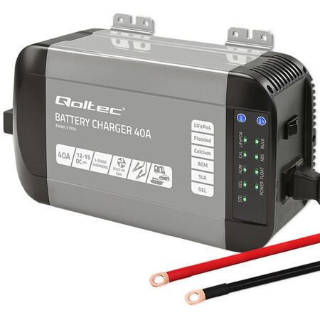 Qoltec Smart Monolith charger for LiFePO4 AGM GEL SLA batteries | 40A | 12V