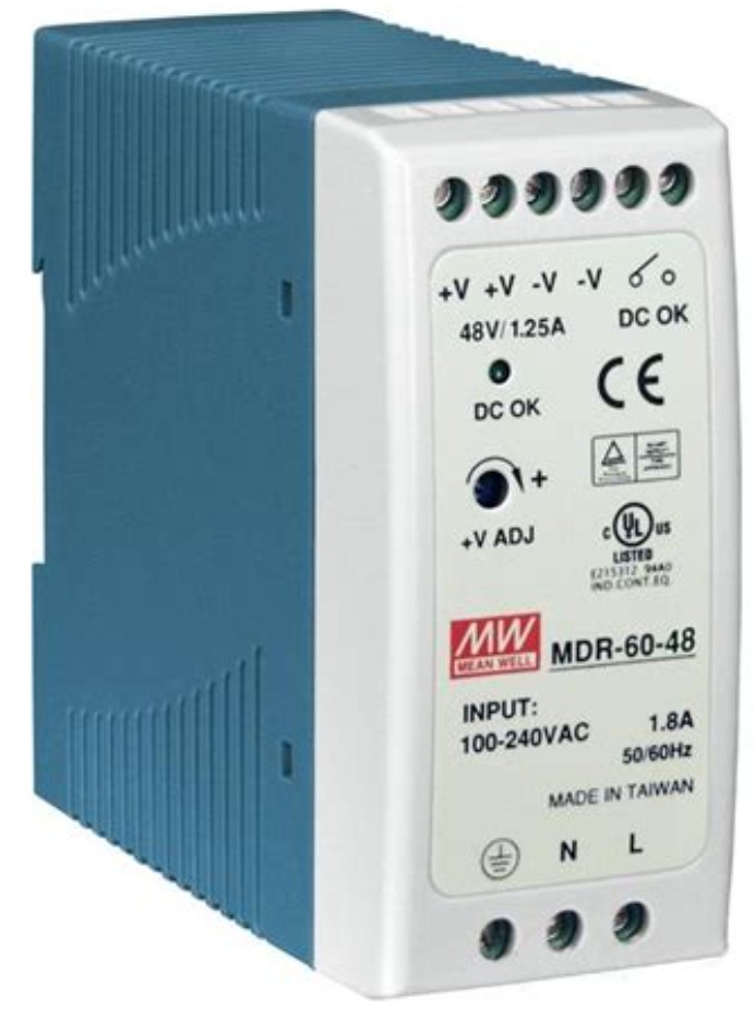 Meanwell DIN rail power supply 60W, 48VDC, 1.25A