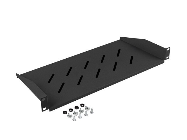 Lanberg 19" 1U fixed shelf, 483*220mm, up to 25kg, black