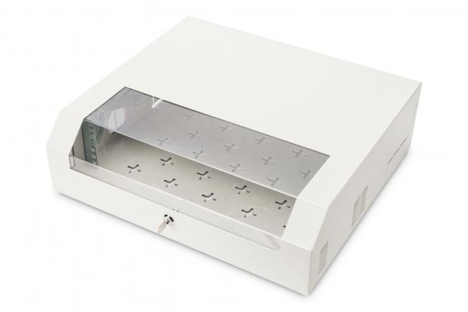 Digitus wall-mounted enclosure, slim, 145x525x475 mm 3U rotatable, 2U fix, grey 