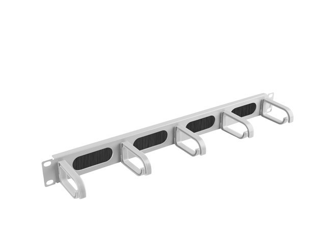 Lanberg 19" 1U kaablihoidja, 5 rõngast, harjasläbiviik, hall