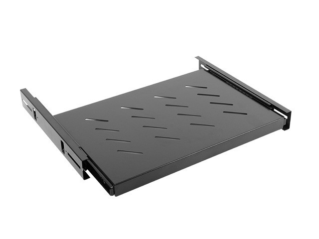 Lanberg sliding shelf for 19" rack cabinets, 1U/465*347mm, max load capacity up to 60kg, black