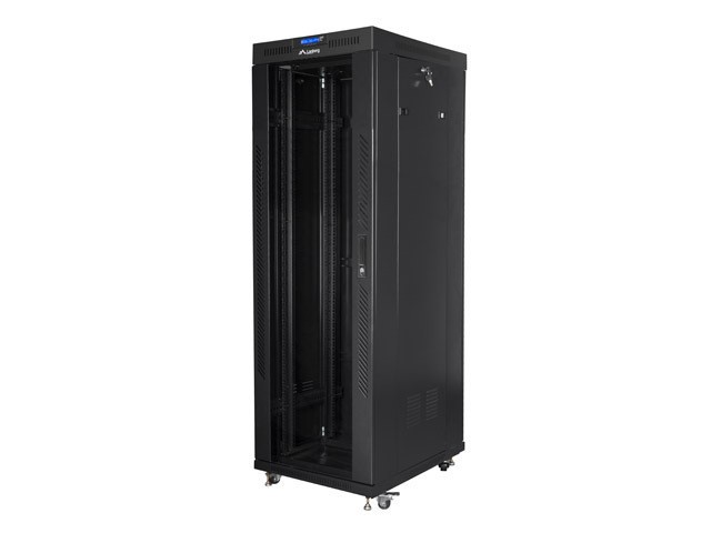 Lanberg 19&quot; v2 free-standing rack cabinet, 37U/600*800 with glass door (flat pack), LCD, black