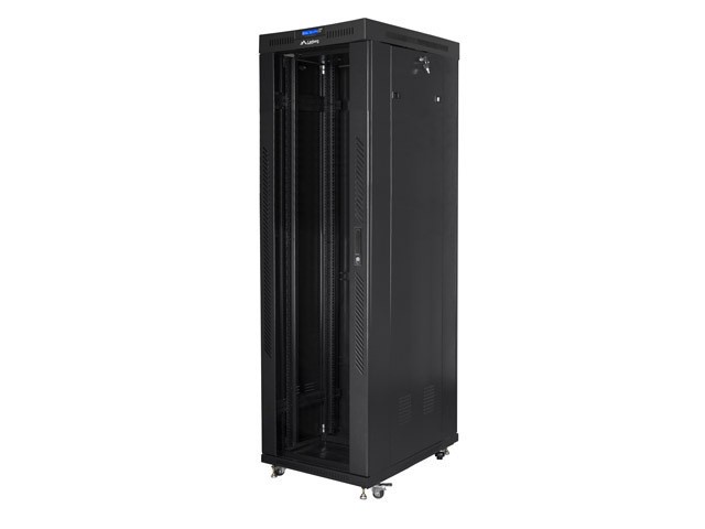 Lanberg 19&quot; v2 free-standing rack cabinet, 42U/600*1000 with glass door (flat pack), LCD, black