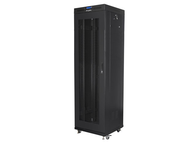 Lanberg 19" v2 free-standing rack cabinet, 42U/600*600 with mesh door (flat pack), LCD, black