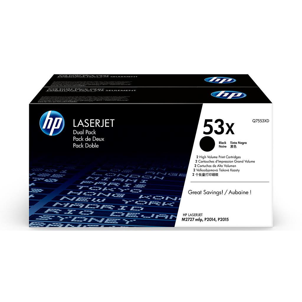 HP toner Q7553X black LaserJet 7000 pages P2015, 2 pack