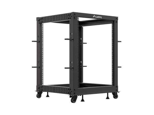 Lanberg 19" open rack, 15U/600*600-1100 adjustable, black