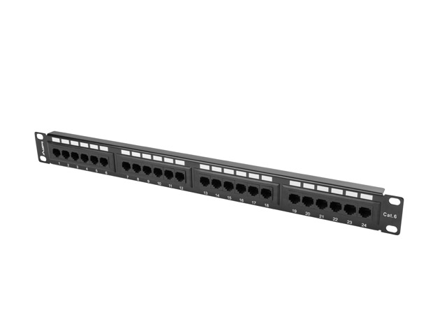 Lanberg 19" 1U 24 port patch panel, Cat.6 UTP, black