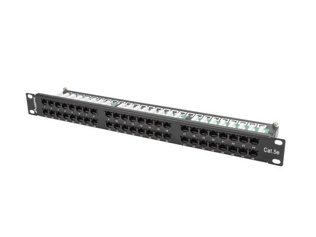 Lanberg 19" 1U 48 port patch panel, Cat.5E UTP, black