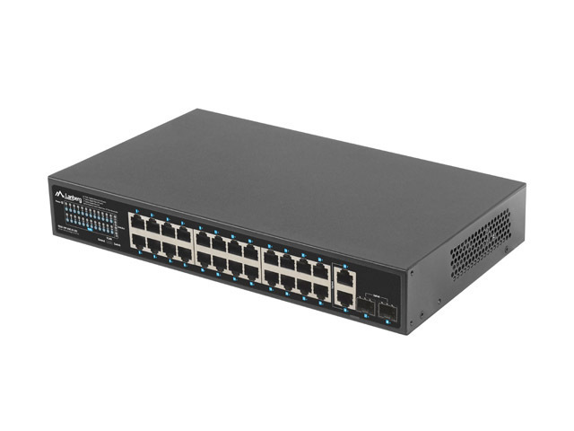 Lanberg 19" unmanaged 250W PoE switch, 24*1GB RJ-45, 2*SFP