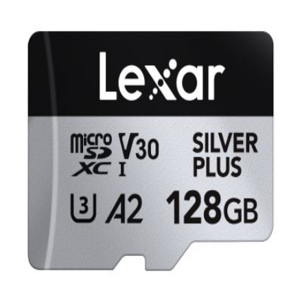 Lexar Lexar professional silver plus flash memory card, 128GB microSDXC, speed class A2/video class V30/UHS-I U3