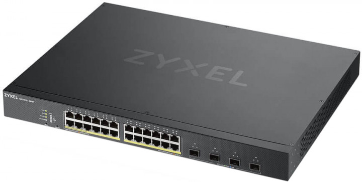 28 port smart managed PoE switch, 24x Gigabit PoE &amp; 4x 10G SFP+, hybird mode, standalone or NebulaFlex cloud, 375 Watt PoE