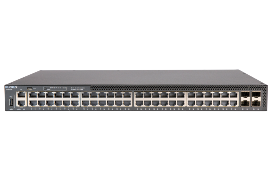 Ruckus ICX 8200 switch, 48*10/100/1000 Mbps ports, 4*25 GbE SFP28 stacking/uplink-ports