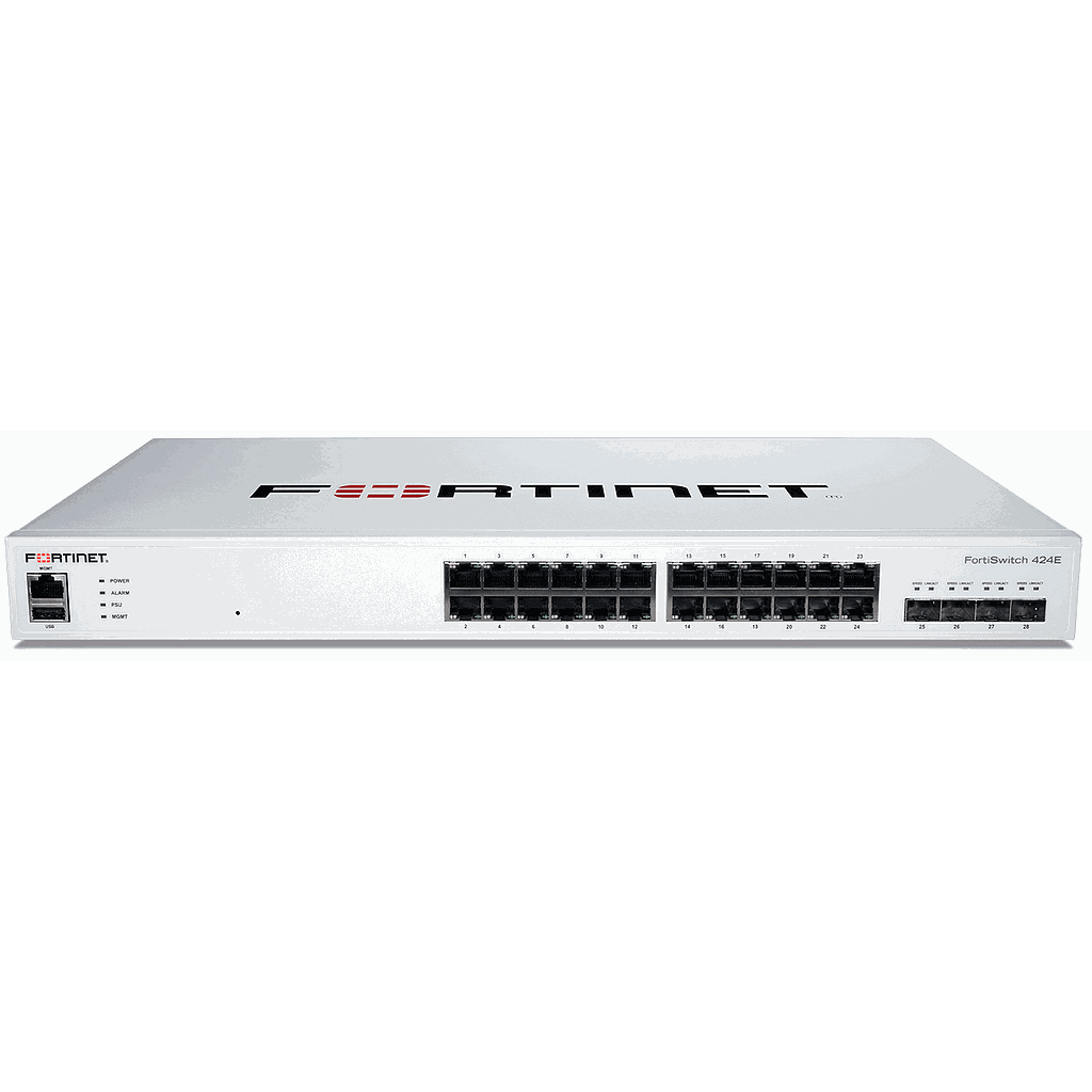 FortiSwitch-424E Layer 2/3 FortiGate switch controller compatible switch with 24*GE RJ45 ports, 4*10GE SFP+ uplinks