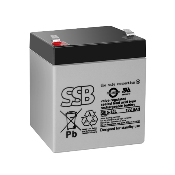 SSB lead-acid battery, 12V, 5Ah, faston 6.3mm