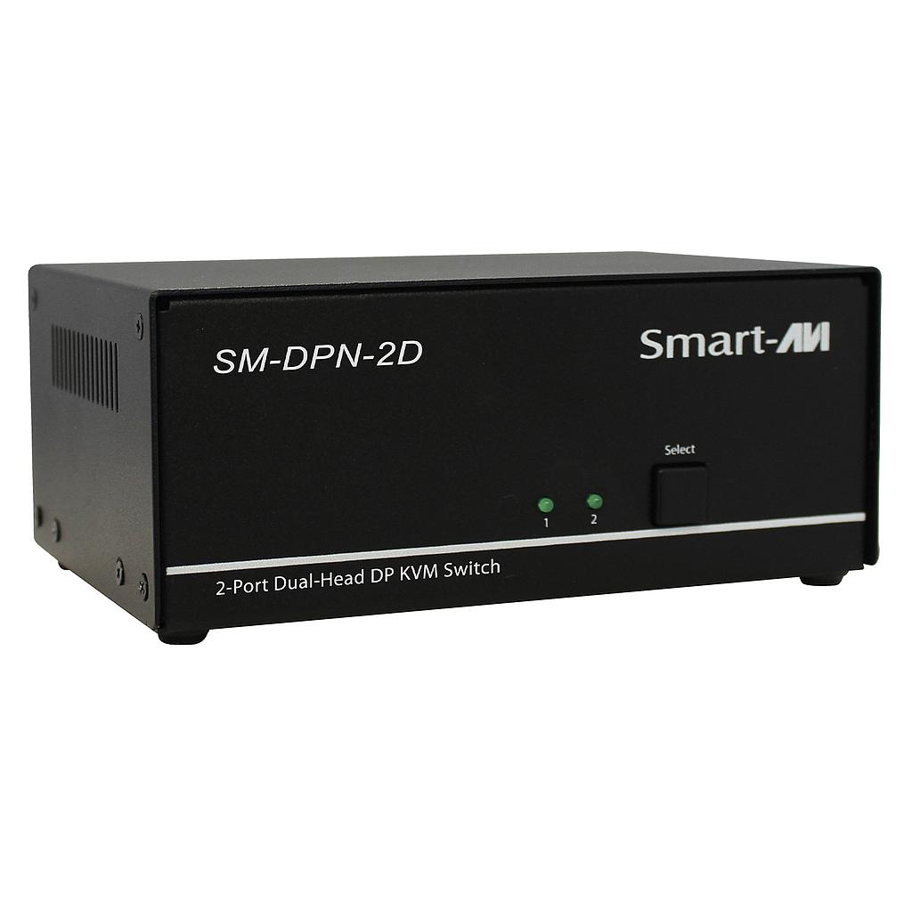 SmartAVI 4K60 DisplayPort, 2-port, single-head, KVM switch with emulation, audio &amp; USB 2.0 support